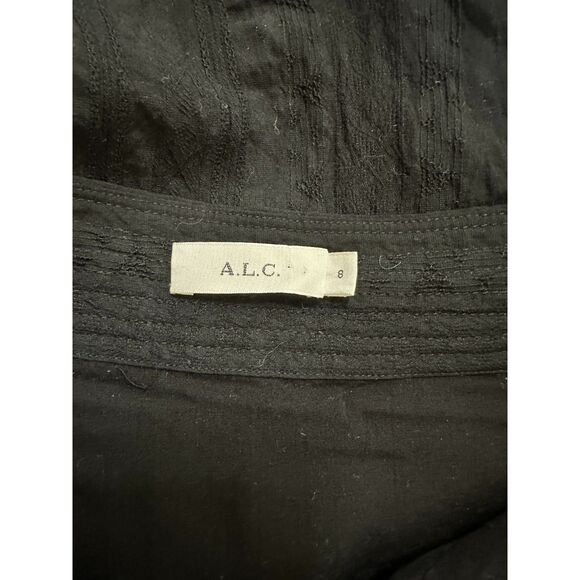 A.L.C. Charmaine BOHO Black Wrap Lined Ruffled Side Tie Midi Skirt, Size 8 - Picture 4 of 4